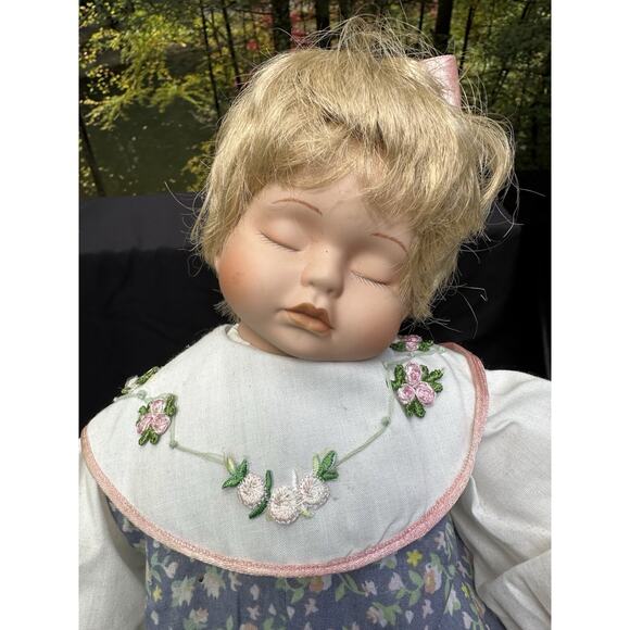 Beautiful Porcelain collectible Sleeping Baby Doll 14” Long - Picture 9 of 9